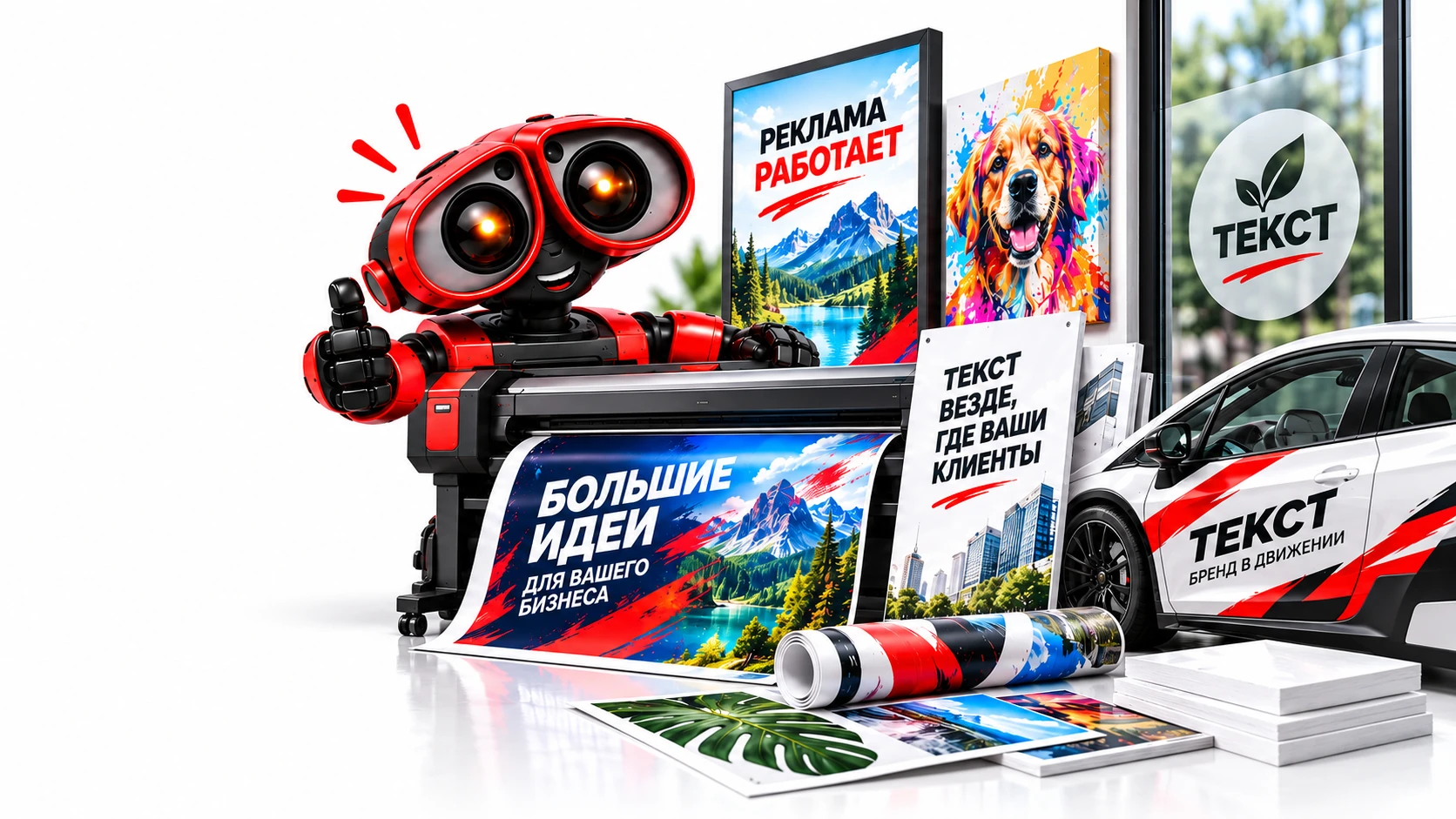 Широкоформатная печать — иллюстрация студии ТЕКСТ