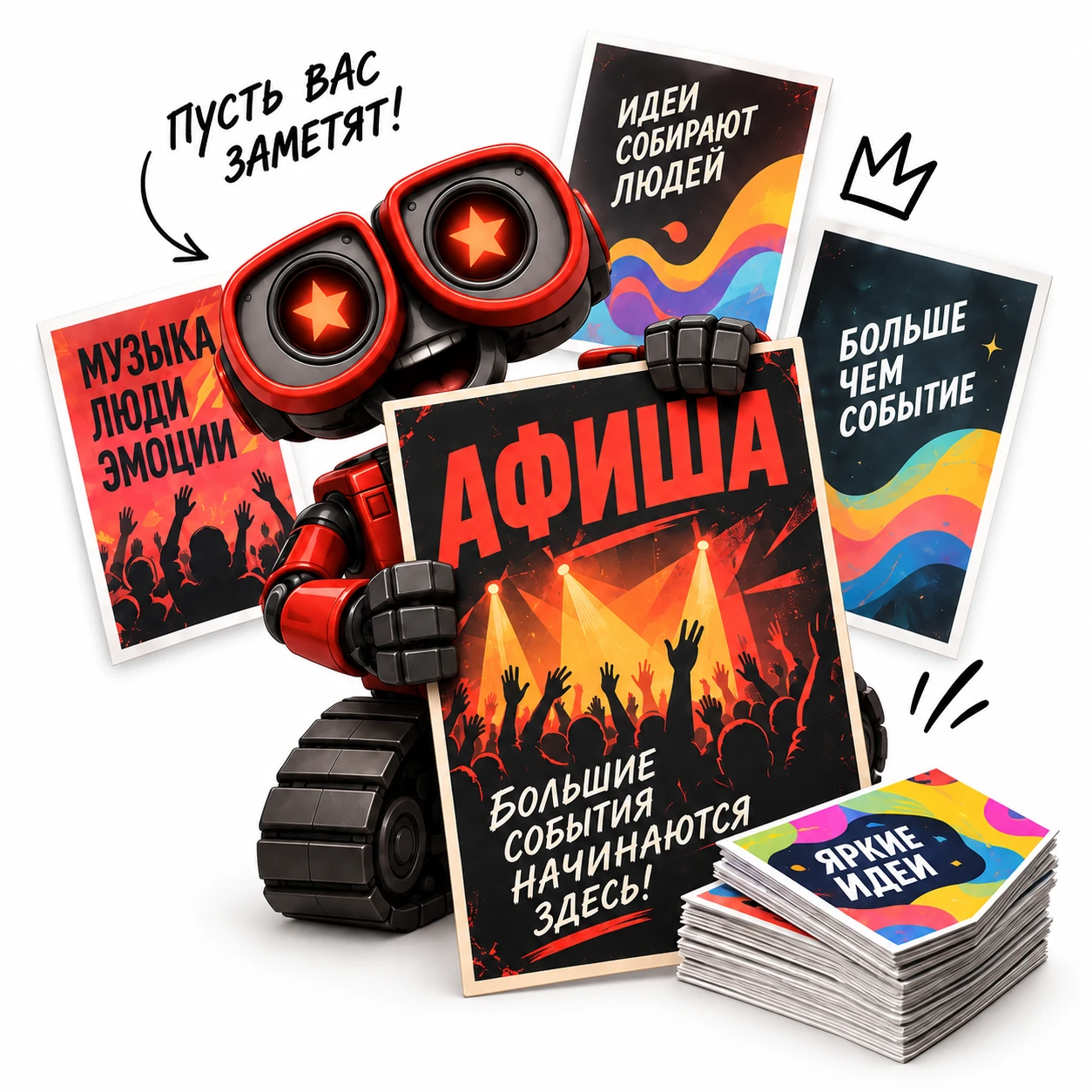 Печать афиш — иллюстрация студии ТЕКСТ