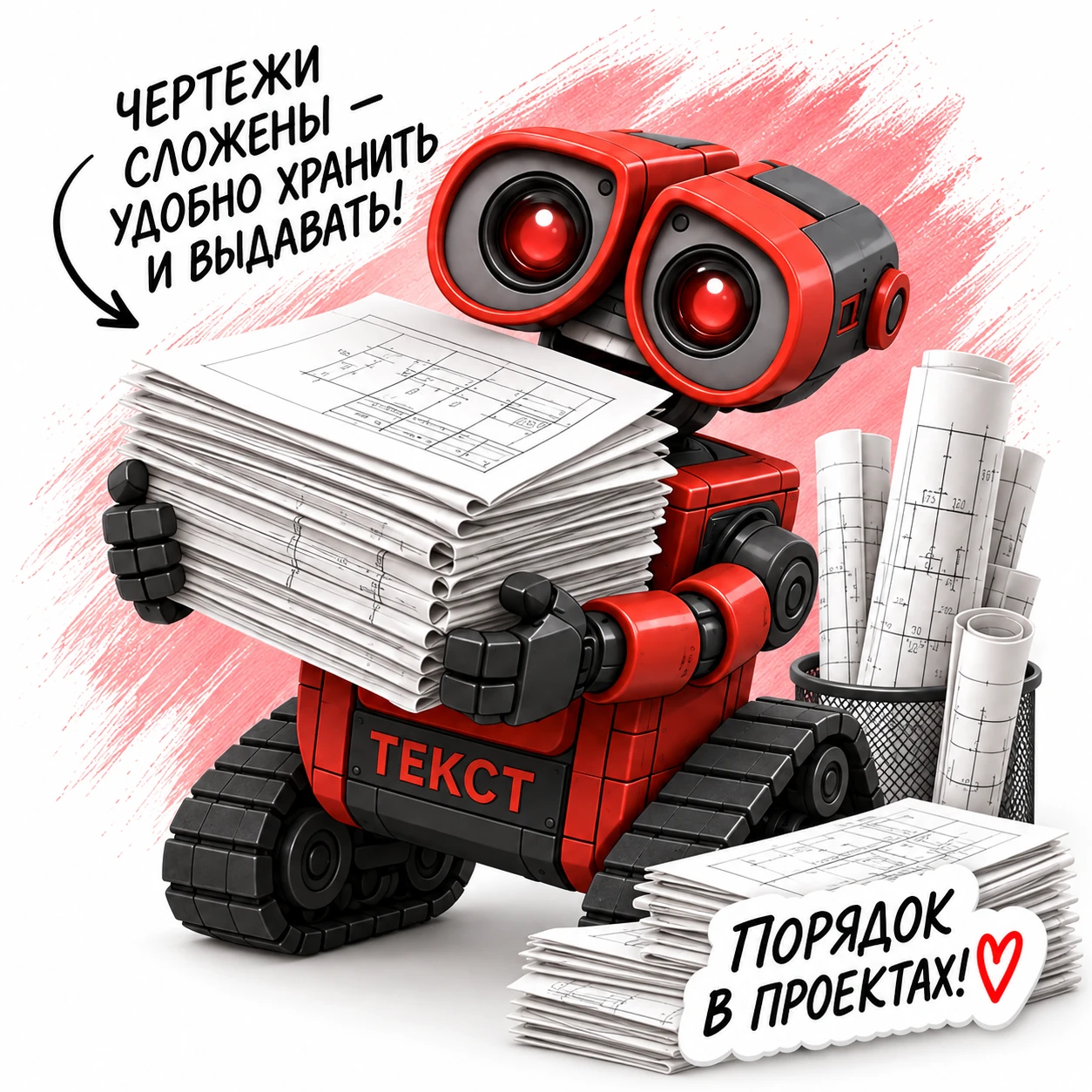 Фальцовка чертежей по ГОСТ — иллюстрация студии ТЕКСТ