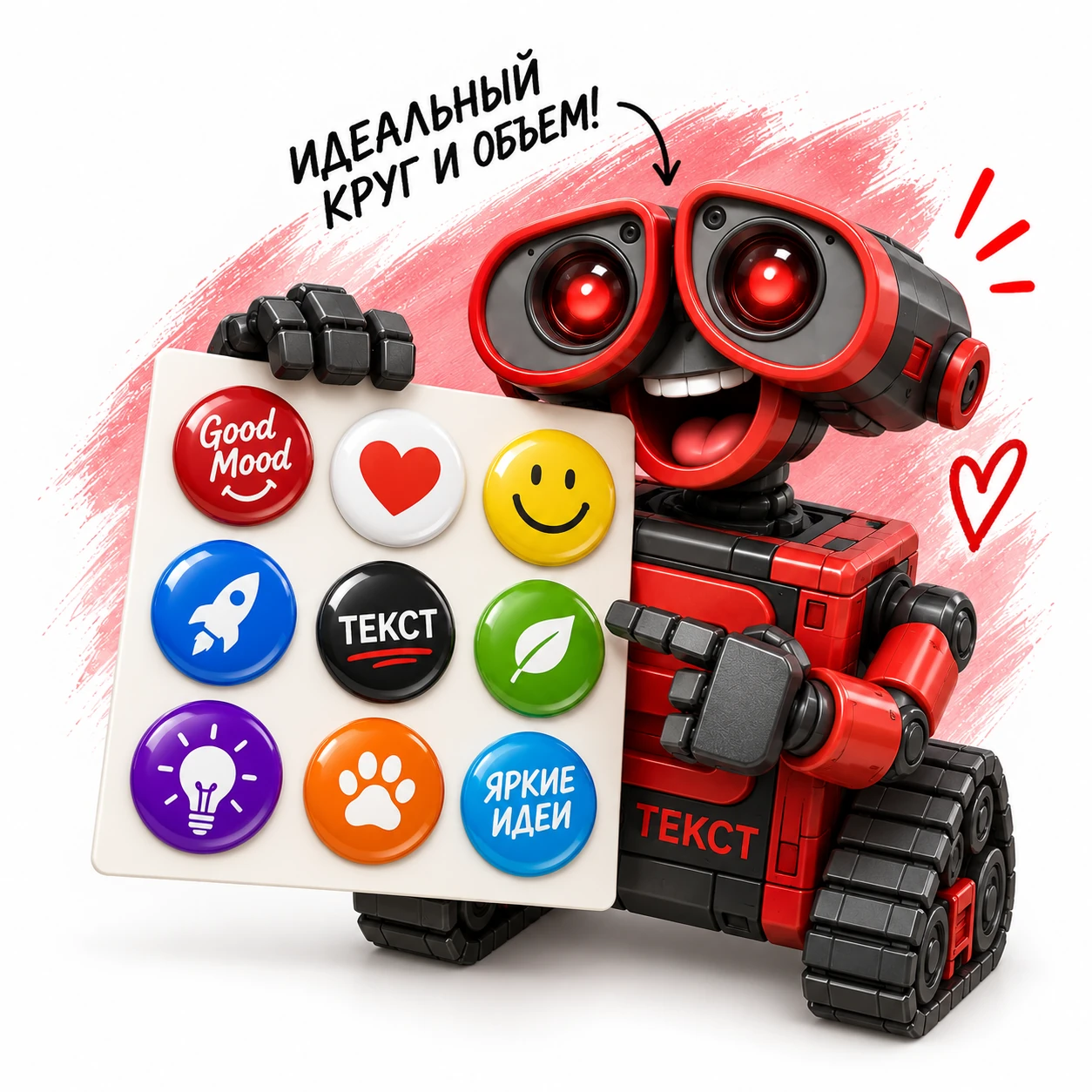 Круглые 3D-стикеры — иллюстрация студии ТЕКСТ