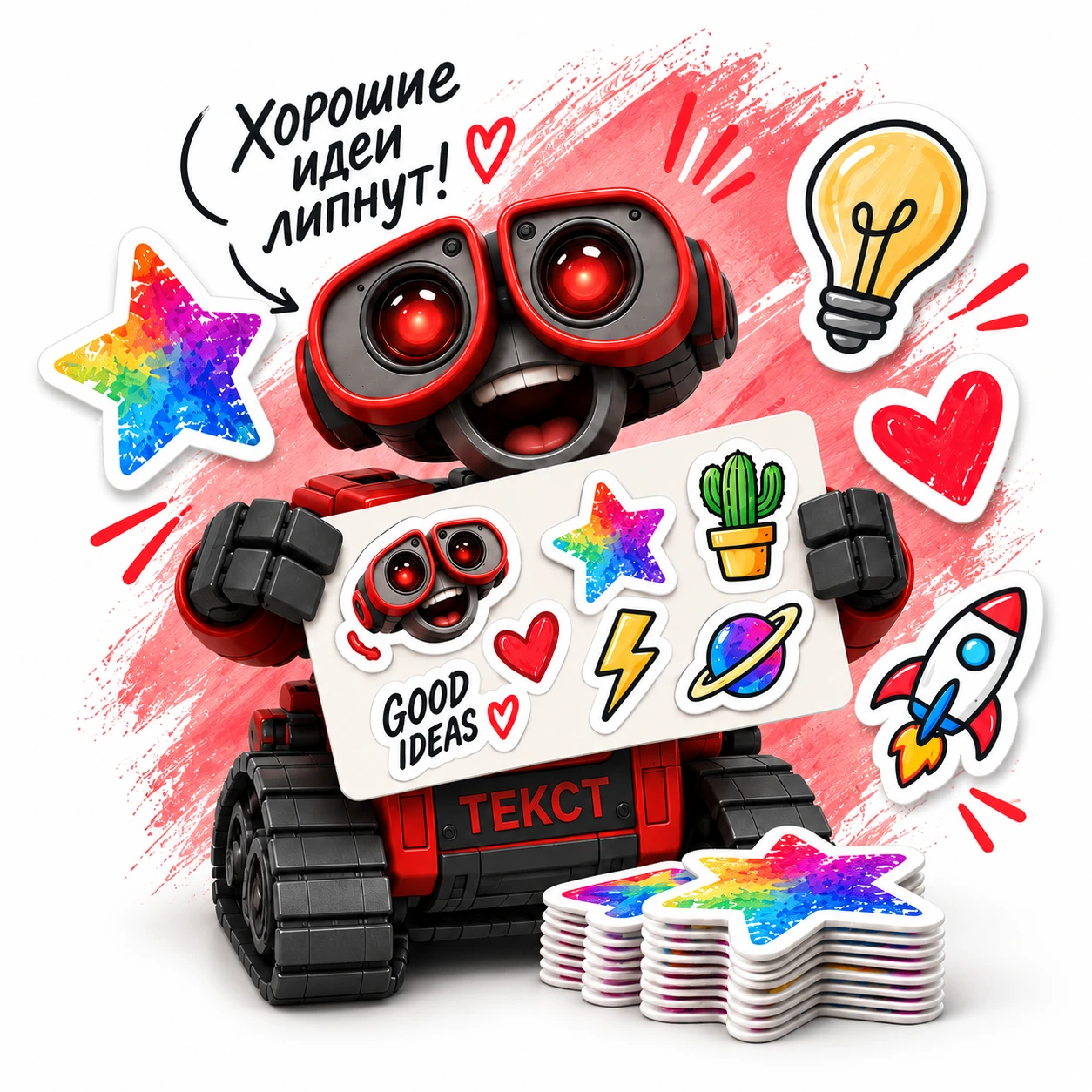 Фигурные стикеры — иллюстрация студии ТЕКСТ