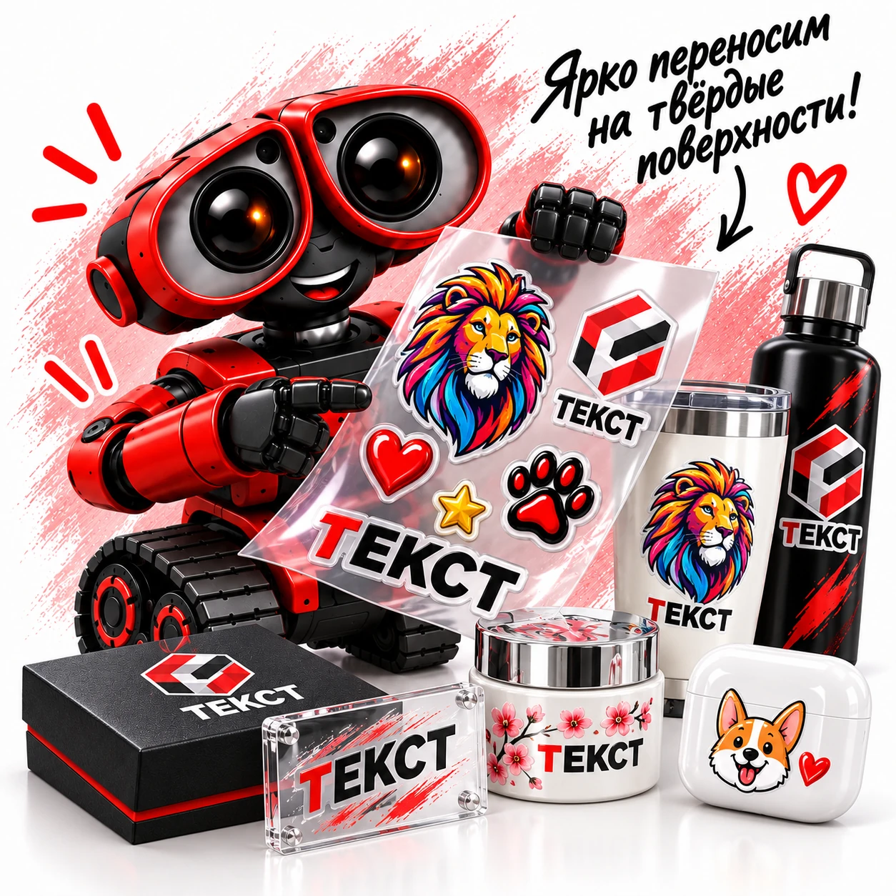 UV-DTF наклейки — иллюстрация студии ТЕКСТ