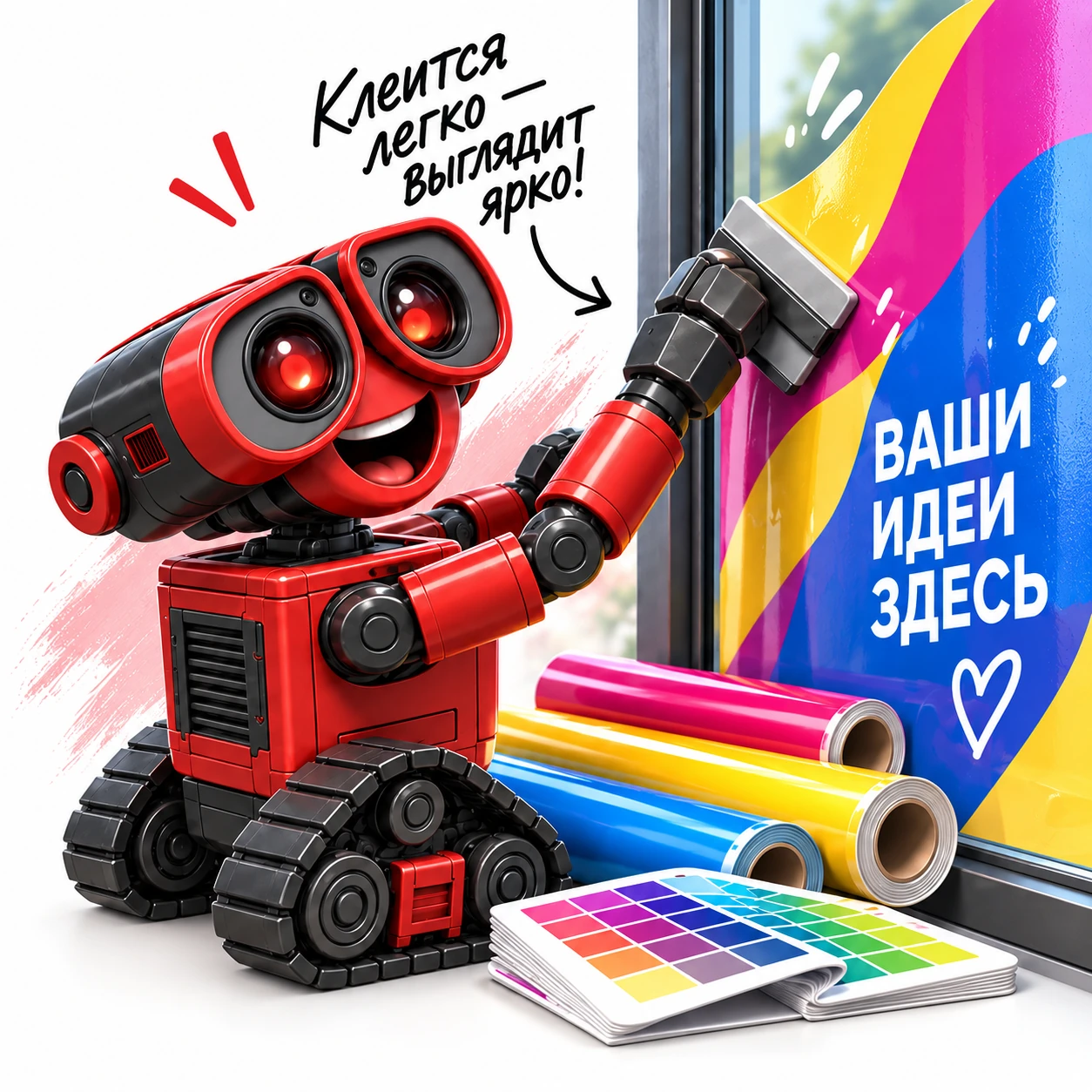 Печать на самоклеящейся пленке — иллюстрация студии ТЕКСТ